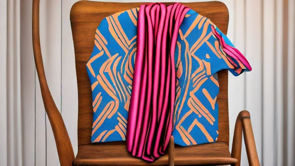 A silk scarf draped over a chair.